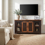 Martin Svensson Home 65" Solid Pine Wood Entertainment Center with Storage. Rustic TV Stand for TVs up to 70." Sliding Doors, Adjustable Shelves & Cable Management – Black and Honey Finish