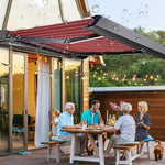 Electric Patio Awning Retractable with Remote Control, LED Lights, Waterproof Deck Balcony Yard Automatic Awning, 9.8X4.9ft
