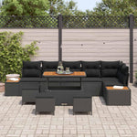Garden Sofa Set Black Poly Rattan with Cushions 10 Pieces for Garden Balcony Patio Weatherproof Lounge Furniture with Storage Space Comfortable Upholstery Modular Ideal for Outdoor and