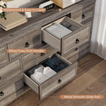 VVFLU Farmhouse 10 Drawer Dresser for Bedroom – 63'' Long Dresser Wood Chest of Drawers,TV Stand for 75 inch TV, Storage Organizer Furniture, Hallway, Entryway, Closet, Brownish Grey