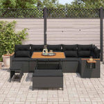 Garden Sofa Set with Cushions, 11 Pieces, Black Poly Rattan, Weatherproof Lounge Furniture for Garden, Patio and Balcony, Modular, Includes Padding, Wooden Frame, Comfortable and Durable