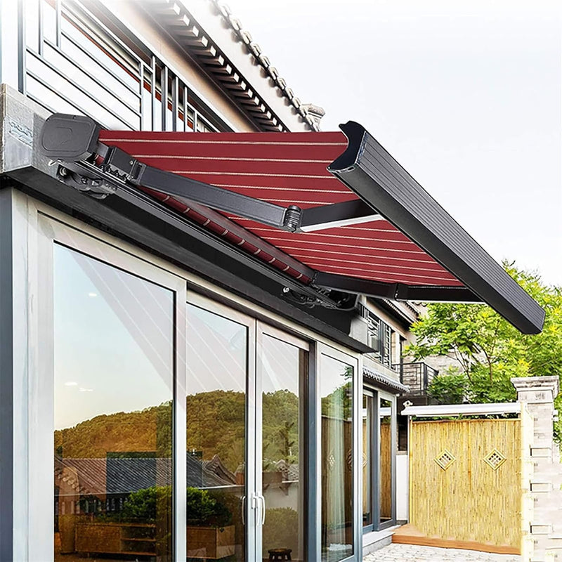 Outdoor Retractable Electric Aluminum Patio Awning, Automatic Canopy with Remote Control, Sun Shade Shelter for Backyard and Garden