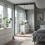 ProTuning PAX/AULI Wardrobe with sliding doors, white stained oak effect/mirror glass, 150x43x236 cm