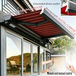 Retractable Motorized Outdoor Patio Awning Sun Shade Weather Protection Canopy for Home Courtyard Shop Restaurant Cafe Balcony, Red 8.2x6.56ft