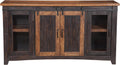 Martin Svensson Home 65" Solid Pine Wood Entertainment Center with Storage. Rustic TV Stand for TVs up to 70." Sliding Doors, Adjustable Shelves & Cable Management – Black and Honey Finish