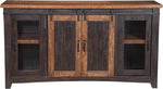 Martin Svensson Home 65" Solid Pine Wood Entertainment Center with Storage. Rustic TV Stand for TVs up to 70." Sliding Doors, Adjustable Shelves & Cable Management – Black and Honey Finish