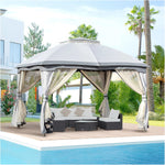 Marquee Metal Gazebo Canopy Party Tent Garden Patio Shelter with Netting Sidewalls & Double Tiered Roof