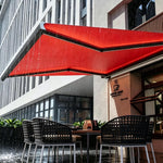 Retractable Motorized Outdoor Patio Awning Sun Shade Weather Protection Canopy for Home Courtyard Shop Restaurant Cafe Balcony, Red 8.2x6.56ft