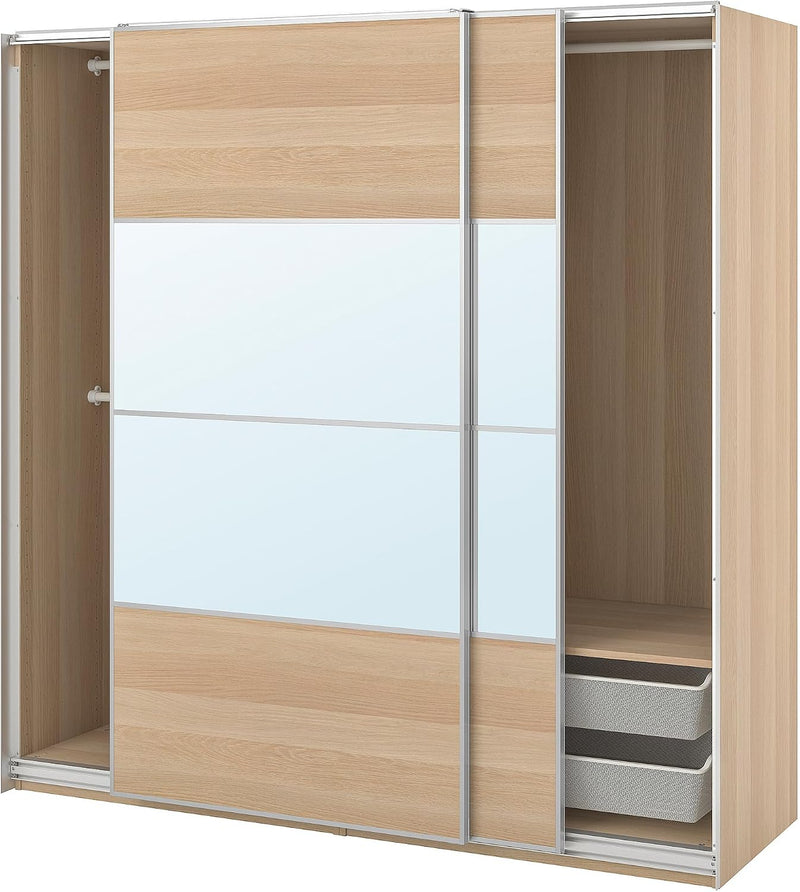 ProTuning PAX/MEHAMN/AULI Wardrobe with sliding doors, white stained oak effect double sided/white stained oak effect mirror glass, 200x66x201 cm