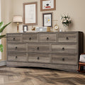 VVFLU Farmhouse 10 Drawer Dresser for Bedroom – 63'' Long Dresser Wood Chest of Drawers,TV Stand for 75 inch TV, Storage Organizer Furniture, Hallway, Entryway, Closet, Brownish Grey