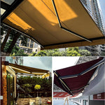 Outdoor Retractable Electric Patio Awning with Remote Control & LED Lights - Aluminum Cover for Backyard Garden Balcony Sun Shade Solution