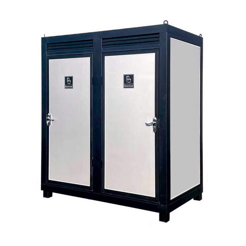 82" Two-Person Portable Outdoor Toilet Cabin with Light, Sink, and Fan