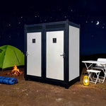 82" Two-Person Portable Outdoor Toilet Cabin with Light, Sink, and Fan