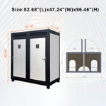 82" Two-Person Portable Outdoor Toilet Cabin with Light, Sink, and Fan