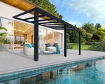 Canopia by Palram Stockholm Aluminium Patio Canopy 3.4 x 5.9 Polycarbonate Hollow Panels Pergola 588 x 341 cm Grey for Roofing Your Patio