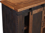 Martin Svensson Home 65" Solid Pine Wood Entertainment Center with Storage. Rustic TV Stand for TVs up to 70." Sliding Doors, Adjustable Shelves & Cable Management – Black and Honey Finish