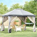 Marquee Metal Gazebo Canopy Party Tent Garden Patio Shelter with Netting Sidewalls & Double Tiered Roof