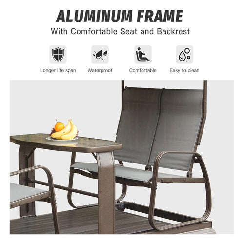 Alora 4-Seat Outdoor Aluminum Patio Swing Glider Bench with Canopy