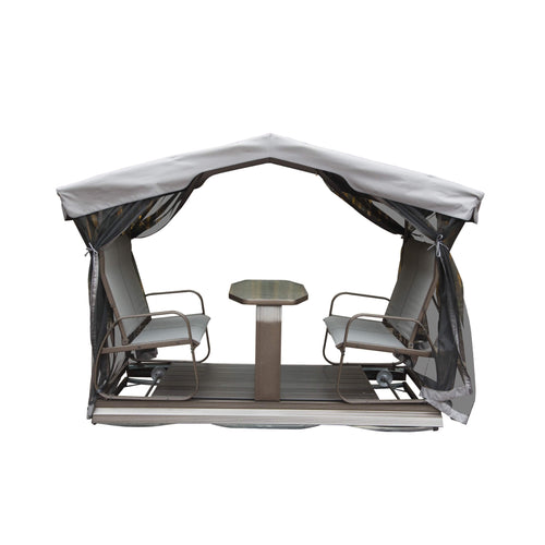 Alora 4-Seat Outdoor Aluminum Patio Swing Glider Bench with Canopy