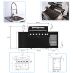 Castelle Flame 85K BTU Outdoor BBQ Kitchen Grill Island with 43-Inch 6-Burner Grill, Wine Fridge, Rotisserie Kit, and Sink