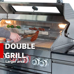 Castelle Flame Capri 96-Inch 6-Burner 85000 BTU Outdoor Kitchen Liquid Propane Grill Island with Fridge