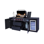 Castelle Flame Monarch 4-Burner 72000 BTU BBQ Island with Fridge and Sink
