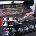 Castelle Flame Premium Black Stainless Steel 6-Burner Gas Grill Kitchen Island with Rotisserie Kit