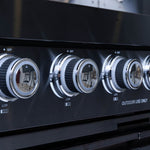 Castelle Flame Premium Black Stainless Steel 6-Burner Gas Grill Kitchen Island with Rotisserie Kit