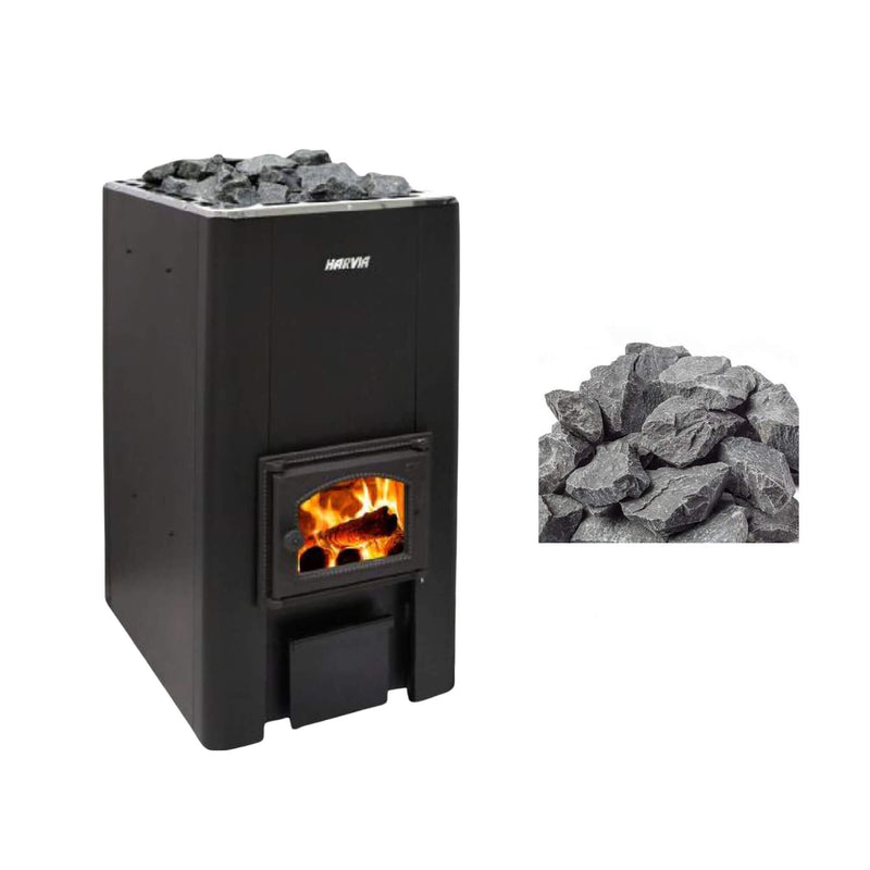 Harvia 50 40KW Black Floor Mount Wood-Burning Sauna Stove with Sauna Stones