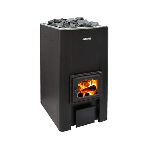Harvia 50 40KW Black Floor Mount Wood-Burning Sauna Stove with Sauna Stones