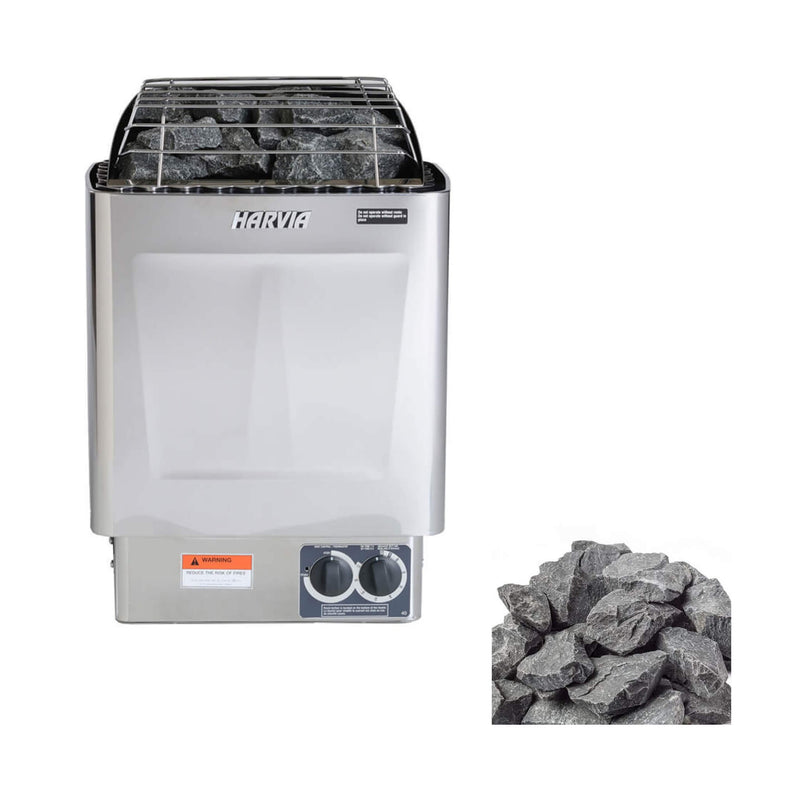Harvia KIPB Wet Dry Electric Sauna Heater Stove with Built-In Controls & Sauna Stones