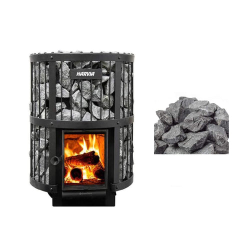 Harvia GreenFlame Legend 240 Wood Sauna Stove with Sauna Stones, 15.9KW