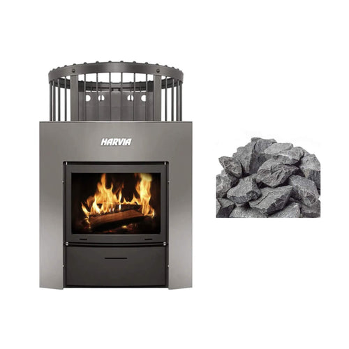 Harvia Legend Duo Wood Burning Sauna Stove/Fireplace Combo with Sauna Stones