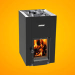 Harvia GreenFlame 22 Linear Wood Sauna Stove with Sauna Stones, 15.7KW