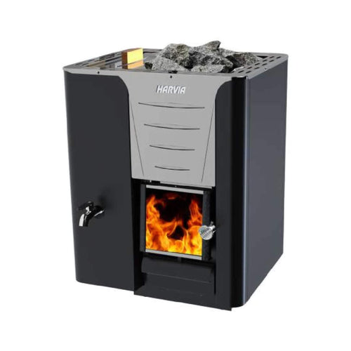 Harvia Pro 20 LS/RS Sauna Wood Stove with Water Tank & Sauna Stones, 24.1KW