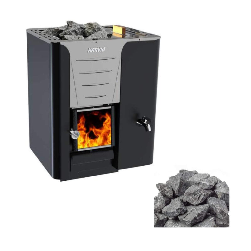 Harvia Pro 20 LS/RS Sauna Wood Stove with Water Tank & Sauna Stones, 24.1KW