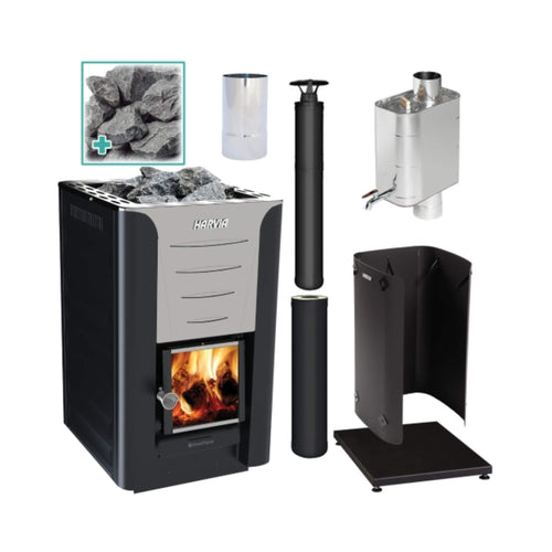 Harvia Pro 20 WH Wood Burning Sauna Stove Package 24kW