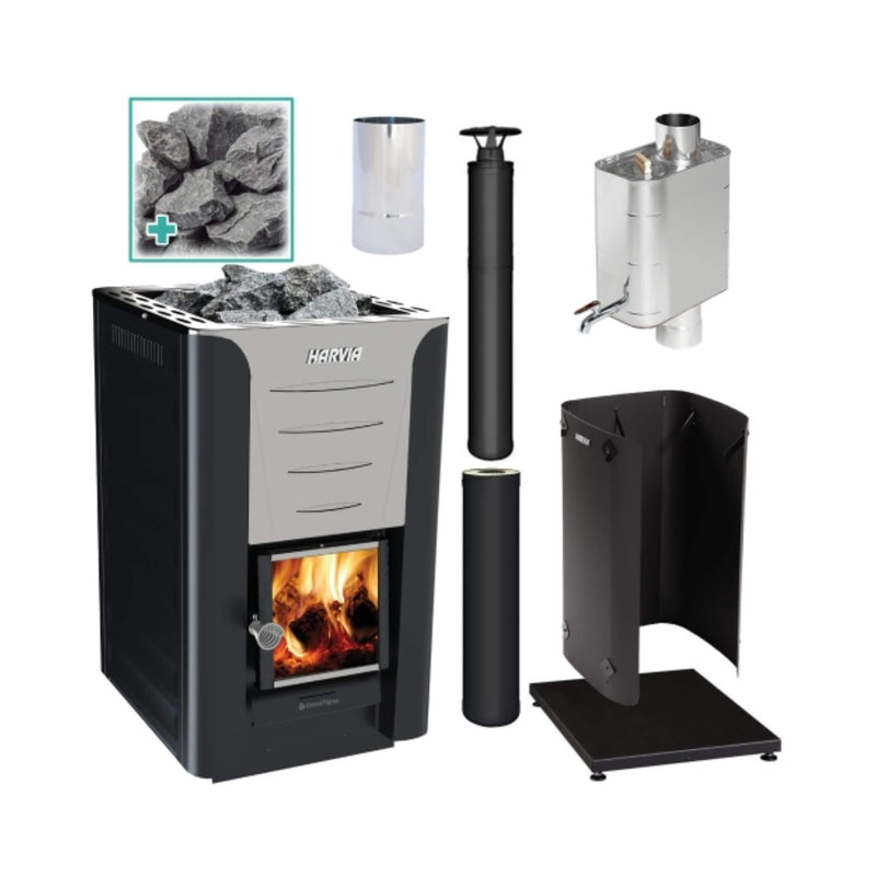 Harvia Pro 20 WH Wood Burning Sauna Stove Package 24kW