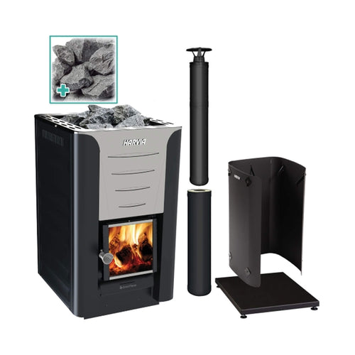 Harvia Pro 20 Premium Wood-Burning Sauna Heater Stove Package