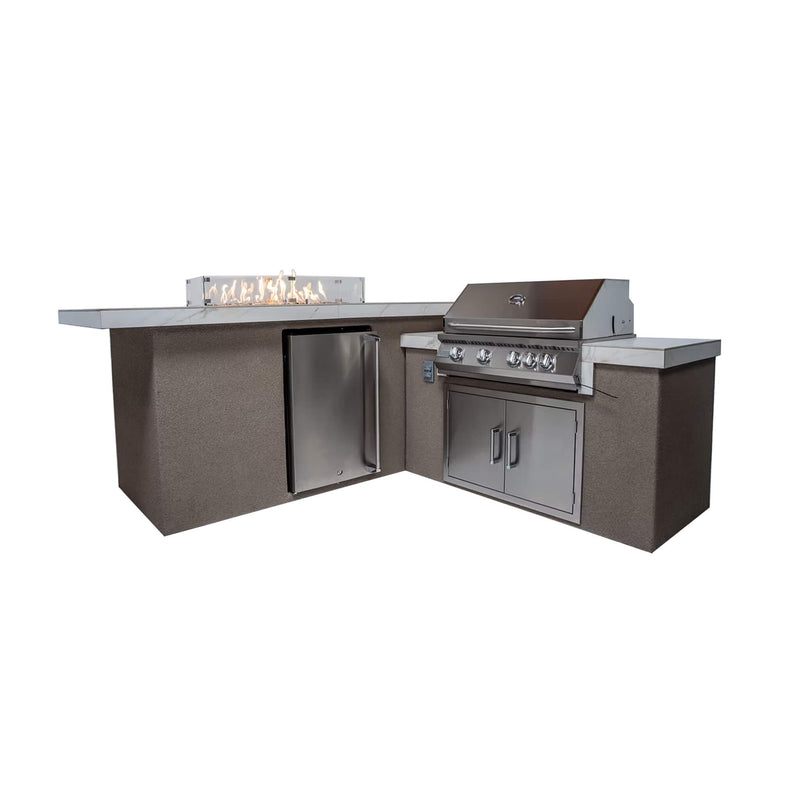 KoKoMo Grills Baja 9FT BBQ Island with LEDs, Built-In BBQ and Refrigerator