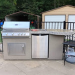 KoKoMo Grills Maui 7FT BBQ Island with 33-Inch Round Bar, LED Lights and Built-In BBQ