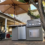 KoKoMo Grills Maui 7FT BBQ Island with 33-Inch Round Bar, LED Lights and Built-In BBQ