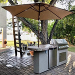 KoKoMo Grills Maui 7FT BBQ Island with 33-Inch Round Bar, LED Lights and Built-In BBQ
