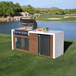 KoKoMo Grills Professional Shiplap Outdoor Kitchen Island with Waterfall Edge, Built-In Grill, and Refrigerator