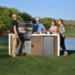 KoKoMo Grills Professional Shiplap Outdoor Kitchen Island with Waterfall Edge, Built-In Grill, and Refrigerator