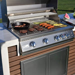 KoKoMo Grills Professional Shiplap Outdoor Kitchen Island with Waterfall Edge, Built-In Grill, and Refrigerator