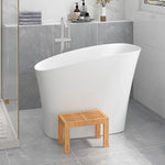 Alora Luxury 47-Inch Freestanding Japanese-Styled Deep Stone Soaking Bathtub Resin, White