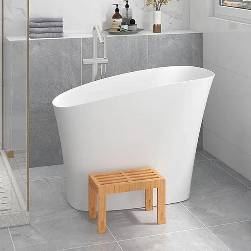 Alora Luxury 47-Inch Freestanding Japanese-Styled Deep Stone Soaking Bathtub Resin, White