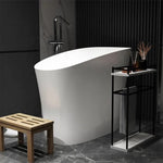 Alora Luxury 47-Inch Freestanding Japanese-Styled Deep Stone Soaking Bathtub Resin, White