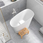 Alora Luxury 47-Inch Freestanding Japanese-Styled Deep Stone Soaking Bathtub Resin, White